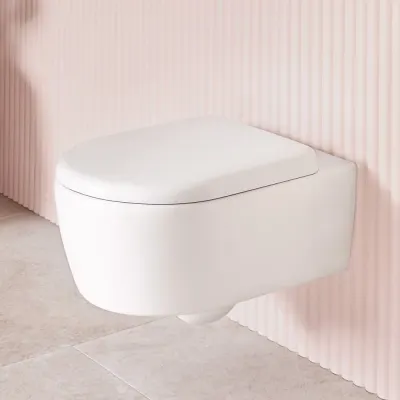 Set vas wc rimless, alb, cu capac softclose, VilleroyBoch Skyla TwistFlush