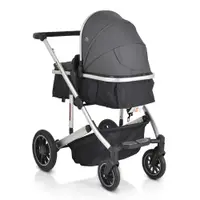 Carucior transformabil 2in1 Moni Thira Grey cu cadru din aluminiu,Greutate admisa 22 kg,Capotina reglabila,Maner reglabil din piele ecologica,Bara de protectie detasabila,Centura de siguranta,Husa picioare si Geanta incluse