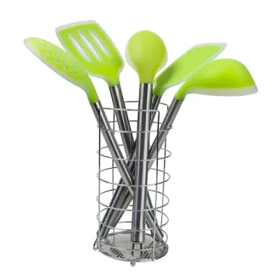Set ustensile bucatarie, 5 piese din silicon plus suport / CC9811 Engros