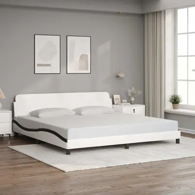 vidaXL Cadru de pat Dover alb și negru 200x200cm piele artificială