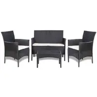 Gossi set mobilier de gradina cu perne, 4 piese, negru, poliratan