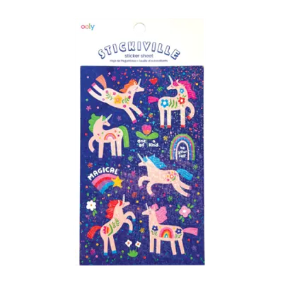 Abtibilduri holografice cu sclipici Stickiville Magical Unicorns