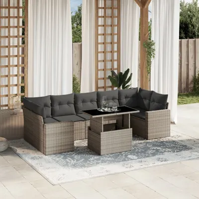 Gossi set mobilier de gradina cu perne, 8 piese gri deschis poliratan