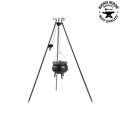 Trepied 180 cm cu ceaun fonta 6 l + sistem de ridicare