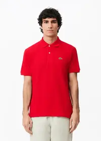 Tricou polo Lacoste clasic roșu pentru bărbați din piqué