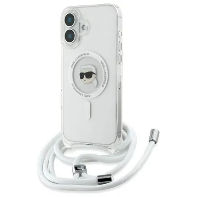 Husa MagSafe pentru Apple iPhone 16, Karl Lagerfeld, IML Crossbody Karl's Head, Transparenta