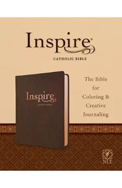 Inspire Catholic Bible NLT (Leatherlike, Dark Brown): The Bible for Coloring & Creative Journaling