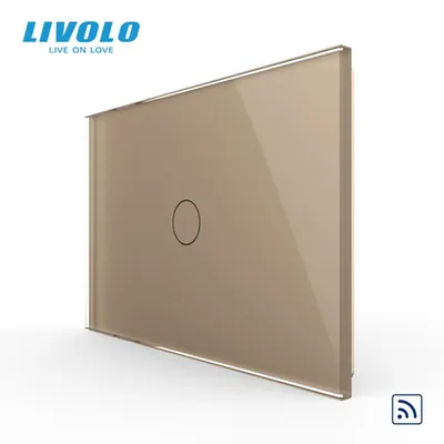 Intrerupator simplu, standard italian, control telecomanda RF, cu panou sticla, 3M Auriu
