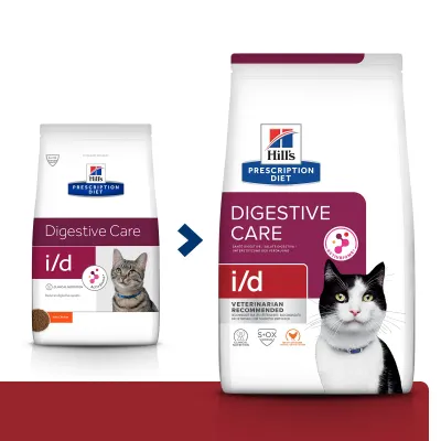 HILL'S Prescription Diet i/d Sensitive Digestive Care, Pui, dietă veterinară pisici, hrană uscată, sensibilități digestive HILL'S Prescription Diet i/d Sensitive Digestive Care, Pui, dietă veterinară pisici, hrană uscată, sistem digestiv, 8kg