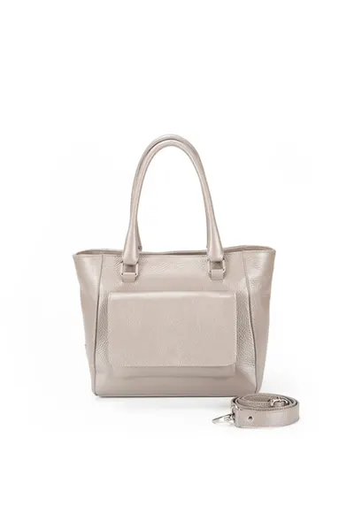 Geanta dama piele - mica - grej sidefat - 33x11x24 cm