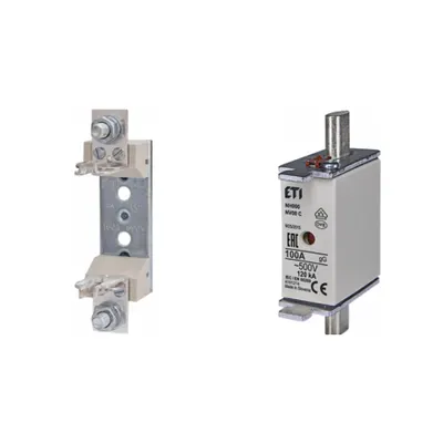 Pachet Protectie Circuit Electric: Soclu Siguranta Fuzibila NH00/NH000 1P (M8), Siguranta Fuzibila NH000 gG 100A 500V