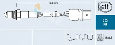 Sonda lambda (numar fire 6, 600mm) potrivit AUDI A4 B7, A4 B8, A5, A6 ALLROAD C6, A6 C6, Q5; OPEL ZAFIRA C 1.6D-3.2 05.04
