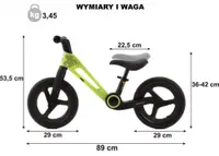 Bicicleta de echilibru pentru copii, Adamex Speed M8, pliabila, fara pedale, cu Saua reglabila si manere confortabile, 2-5 ani, pana la 35 kg, Grey Fox