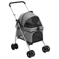 Gossi carucior pliabil pentru caini gri 76x50x100 cm tesatura oxford