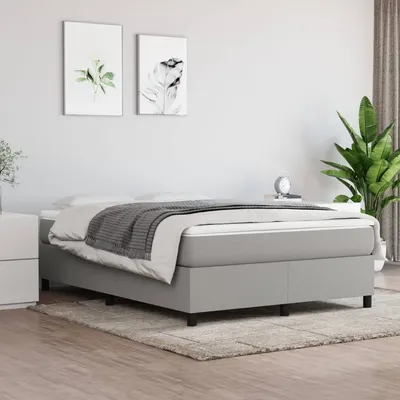 vidaXL Cadru de pat cu arcuri, gri deschis, 140x190 cm, textil