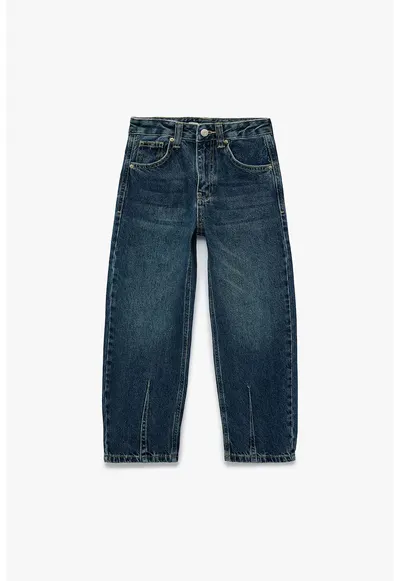 Blugi relaxed-fit cu talie elastica ajustabila - Albastru indigo