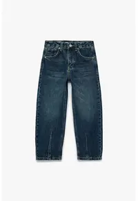 Blugi relaxed-fit cu talie elastica ajustabila - Albastru indigo