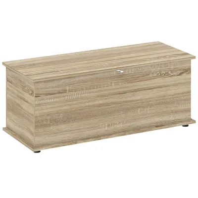 HOMCOM Cutie de depozitare, banc de depozitare cu capac rabatabil și balamale de siguranță, 100 x 40 x 40 cm, natural | Aosom Romania