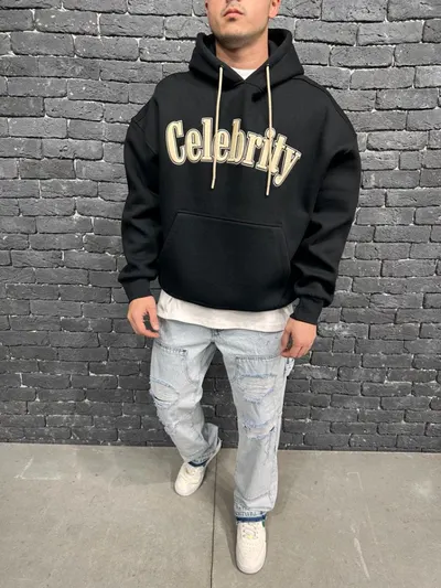 Hanorac Celebrity cu Gluga Black Hnas47(aj6378) (mărime: Xl)