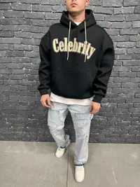 Hanorac Celebrity cu Gluga Black Hnas47(aj6378) (mărime: Xl)