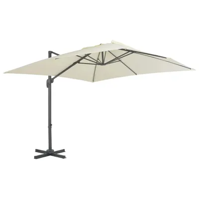 Gossi umbrela in consola cu stalp din aluminiu, nisipiu, 300x300 cm