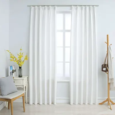 vidaXL Draperii opace cu cârlige, 2 buc., ivoriu, 140 x 245 cm