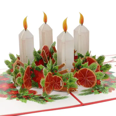 Felicitare Carte de felicitare Kiriori Pop-up - Coroniță de Crăciun