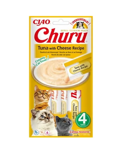 INABA Churu Tuna with cheese 4x14g ton si branza pentru pisici