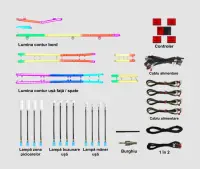 Lumini ambientale dedicate Volvo XC90 2002-2014, XC90 2015-2023, RGB Acrilice 18 in 1 Dinamice cu efect symphony, Control din Aplicatie Bluetooth / Buton