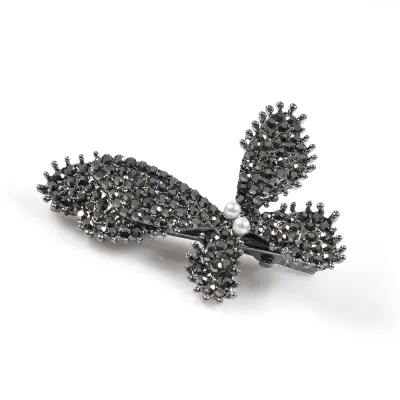 Agrafa in forma de fluture cu pietre negre