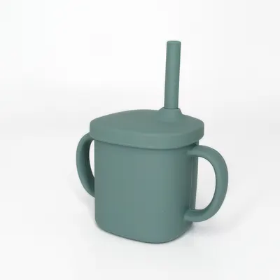 Cana cu pai si capac din silicon Coccorito Mint 180 ml