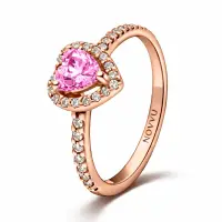 Inel Pink Heart Rose cu Argint