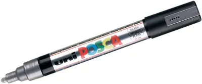 Marker permanent cu varf rotund Uni Posca - PC-5M, 2.5 mm, argintiu