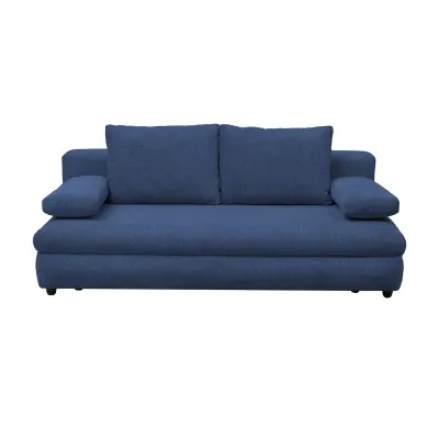 Canapea extensibila OLIMP, 3 locuri, cu arcuri si lada depozitare, albastru, 203x100x85 cm