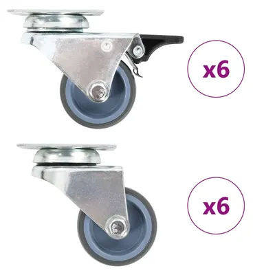 Gossi roti pivotante duble, 12 buc., 50 mm