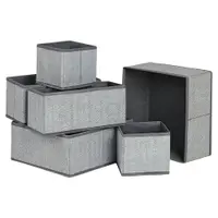 Set 6 Cutii Organizare pentru Dulapuri si Sertare, NewEvo, Stofa, Gri