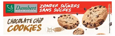 Biscuiți cu bucăți de ciocolată, fără zahăr, 90 g, Damhert