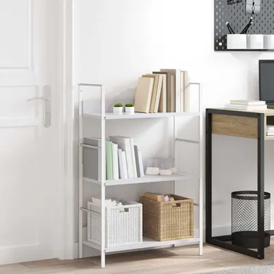 vidaXL Etajeră cărți 3 rafturi, alb, 60x27,6x90,5 cm, lemn prelucrat