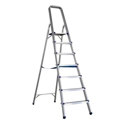 Scara pliabila din aluminiu cu platforma MESTERINO TOOLS MTJL-302-1x7, 7 trepte, 1.9 metri, greutate maxima suportata 120 kg