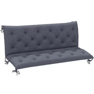 Outsunny Pernă de Grădină în Stil Modern Capitonat pentru Locuri de Ședere în Exterior cu 6 Curele, Pernă din Bumbac și Poliester, pentru Canapele și Balansoare, 150x98x8 cm, Gri Închis | Aosom Romania