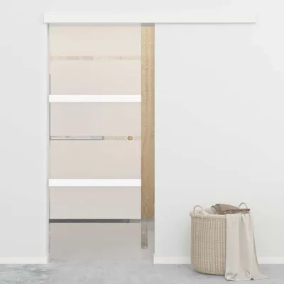 vidaXL Ușă glisantă, argintiu, 76 x 212 cm, sticlă ESG și aluminiu