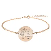 Charlotte - Bratara personalizata din argint 925 placat cu aur roz pentru Profesoara