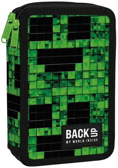 Penar cu rechizite BackUp DW - Pixels, cu 2 fermoare