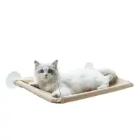 Hamac pentru pisici, cu montaj pe geam, 55 x 35 Cm, crem