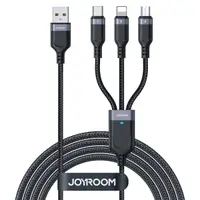 Cablu Incarcare USB-A - Lightning / microUSB / USB-C Joyroom S-A18 3in1, 20W, 1.2m, Negru
