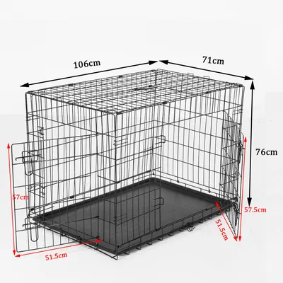 PawHut Gabbia Trasportino in Acciaio per Animali Pieghevole,Nero, 106×71×76cm