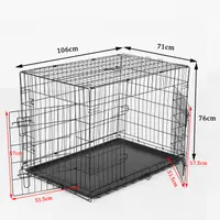 PawHut Gabbia Trasportino in Acciaio per Animali Pieghevole,Nero, 106×71×76cm