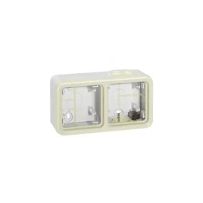 Doza aparenta Plexo IP55 - 2 module horizontal - cu membrane glands - alb