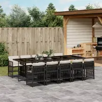 Gossi set mobilier de exterior cu perne, 11 piese, negru, poliratan