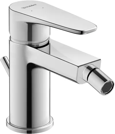 Baterie bideu Duravit B.1 B12400001010, marime S, cartus ceramic, 129 mm, set evacuare cu tija, ventil, Crom
